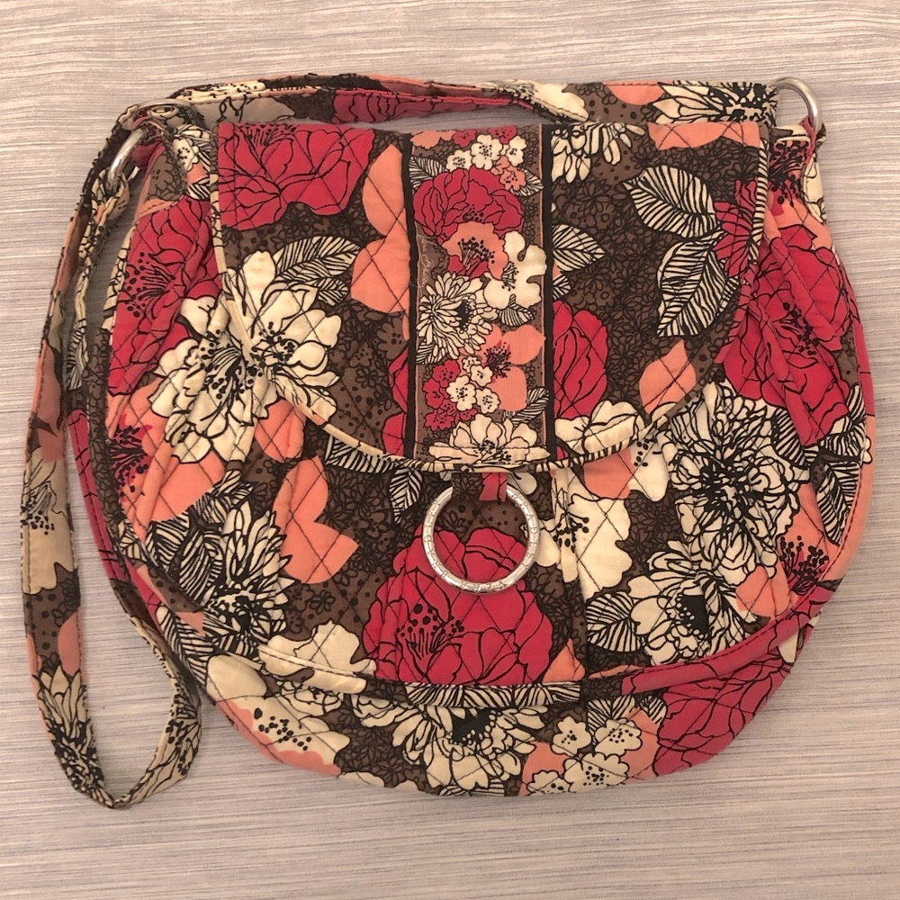 Vera Bradley Saddle Up Crossbody Shoulder Bag Mocha Rouge